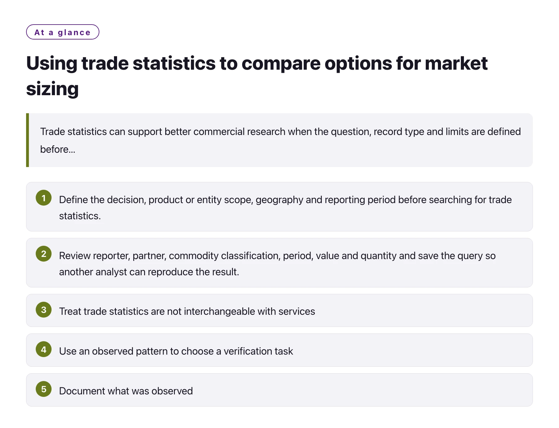 Using trade statistics to compare options for market sizing——全文要点速览
